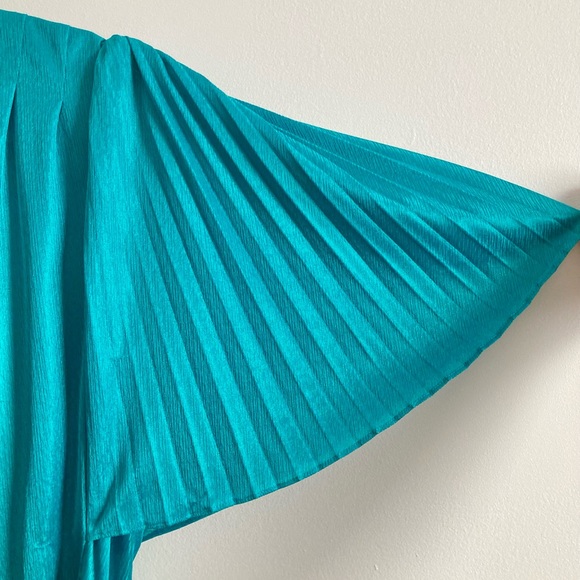 Vintage 70s/80s Teal Angel Wing Disco Dress - Picture 4 of 8